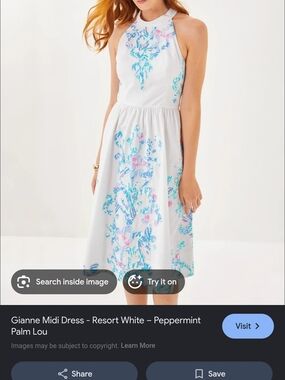 Lilly Pulitzer White Midi Dress with Mint & Pink Floral Print